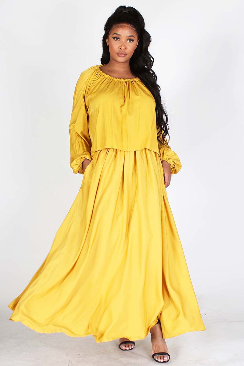 Mustard 2pc Top and Skirt Set