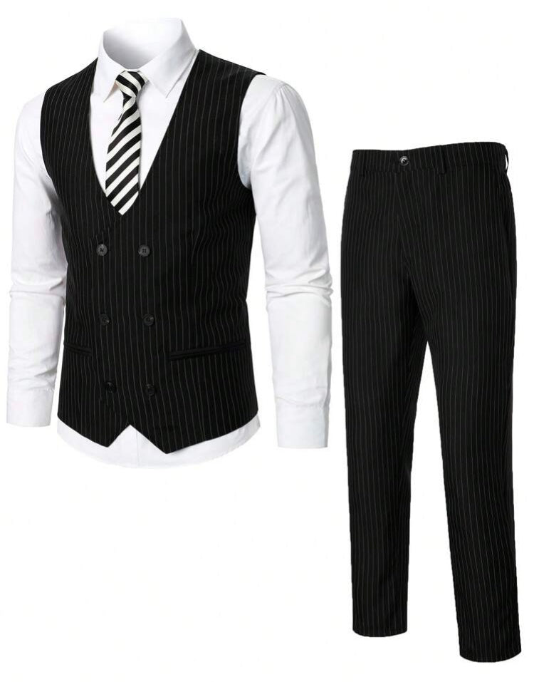 Striped Waistcoat & Suit Pants