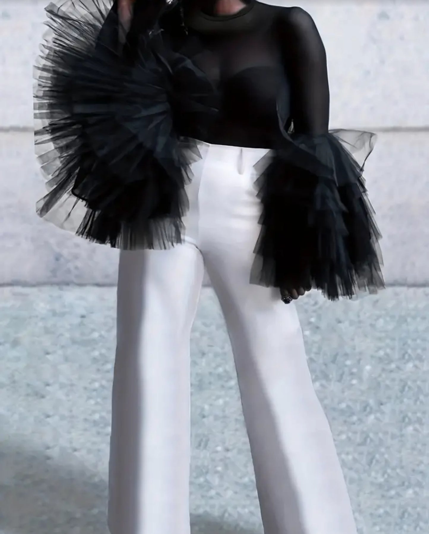 Sheer Black Ruffled Top