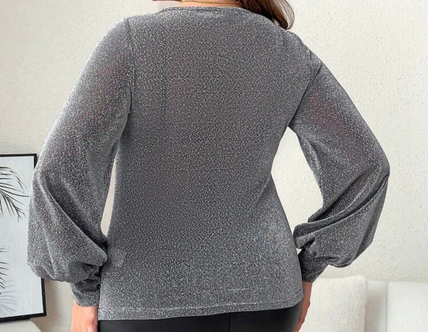 Glitter Square Neck Lantern Top