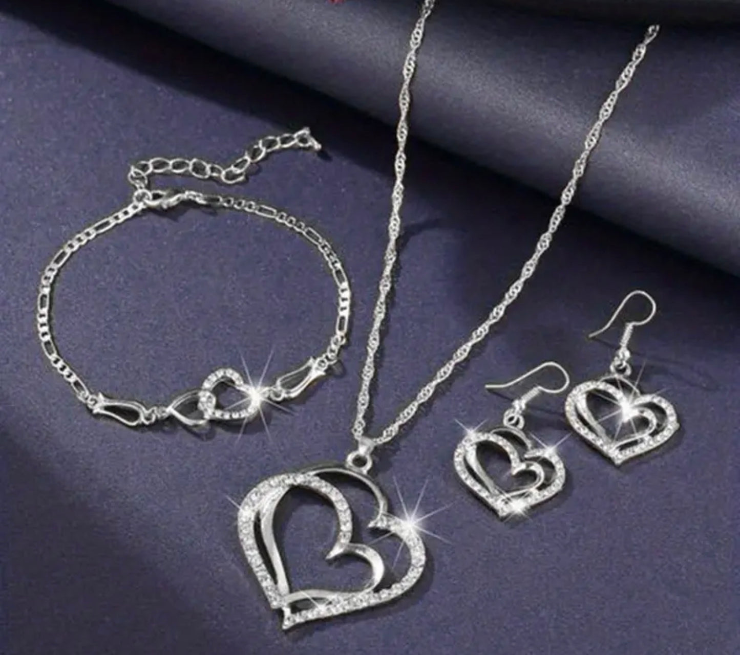 Heart Rhinestone Jewelry Set