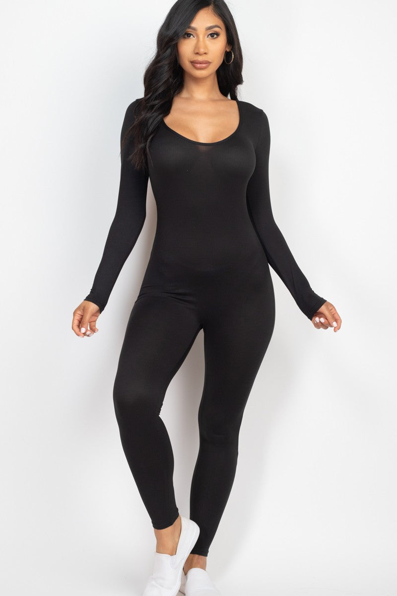 Long sleeve bodycon jumpsuit on sale