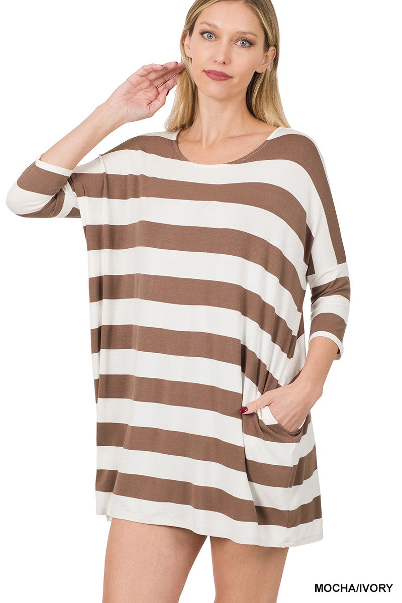 Mocha Ivory Stripe Top