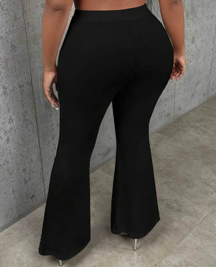 Bling Diamond Black Bell Bottom Pants