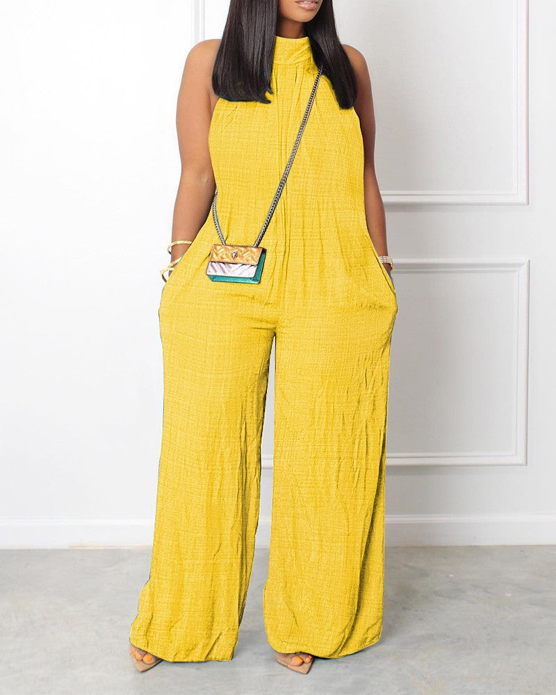 Design Wide Leg Jumpsuit With Pockets