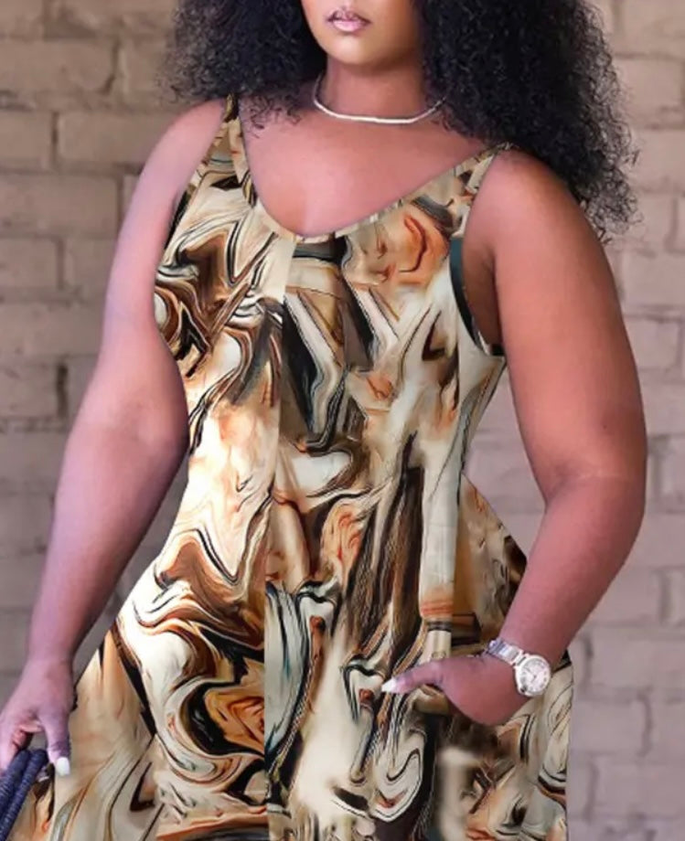 Plus Size Print Wide Leg Jumpsuit