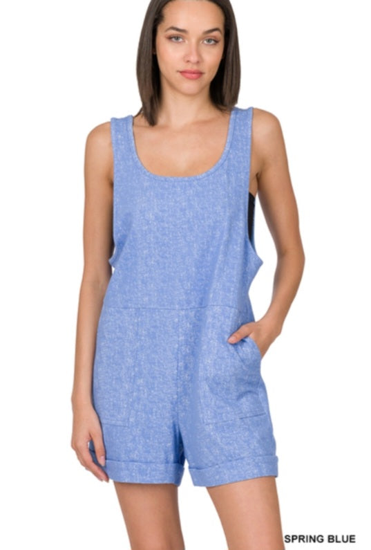 SLEEVELESS ROMPER WITH POCKETS