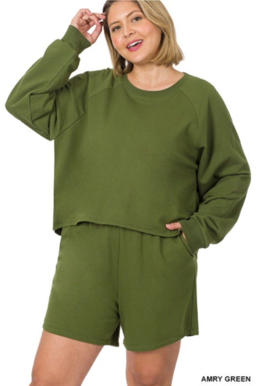 LONG SLEEVE OVERSIZED TOP & SHORTS
