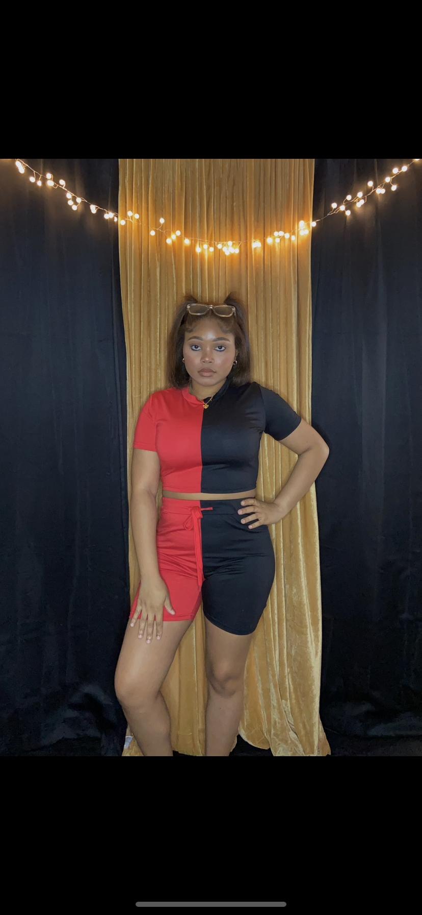 Black And Red Shorts Set