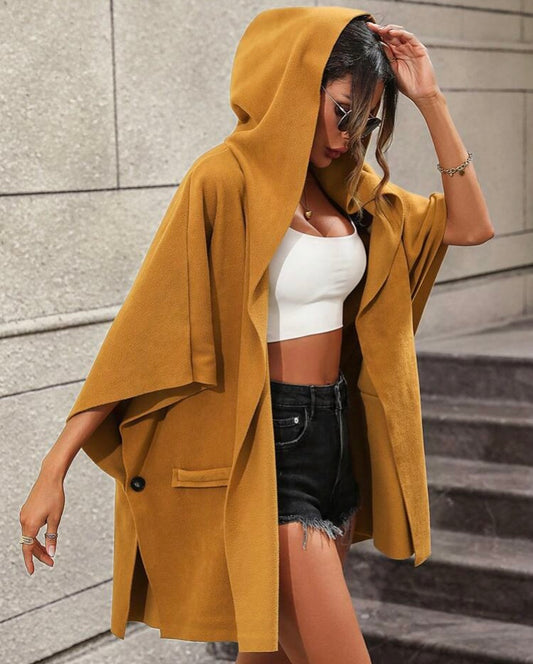 Brown Hooded Open Coat