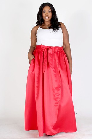 Satin High Waisted Maxi Skirt
