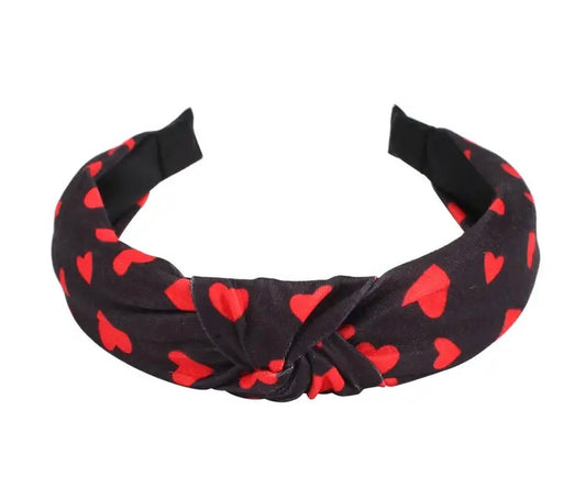 Red Hearts Black Headband