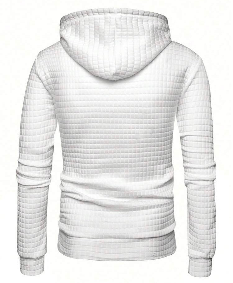 White Pocket Drawstring Hooded Sweatshirt