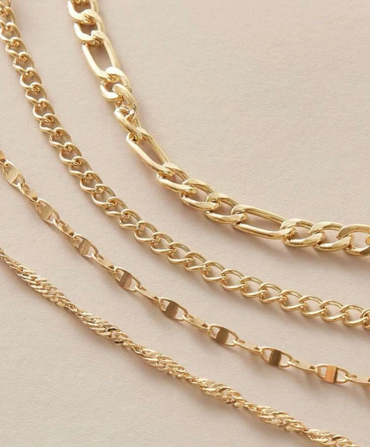 Gold Chain Anklet Set