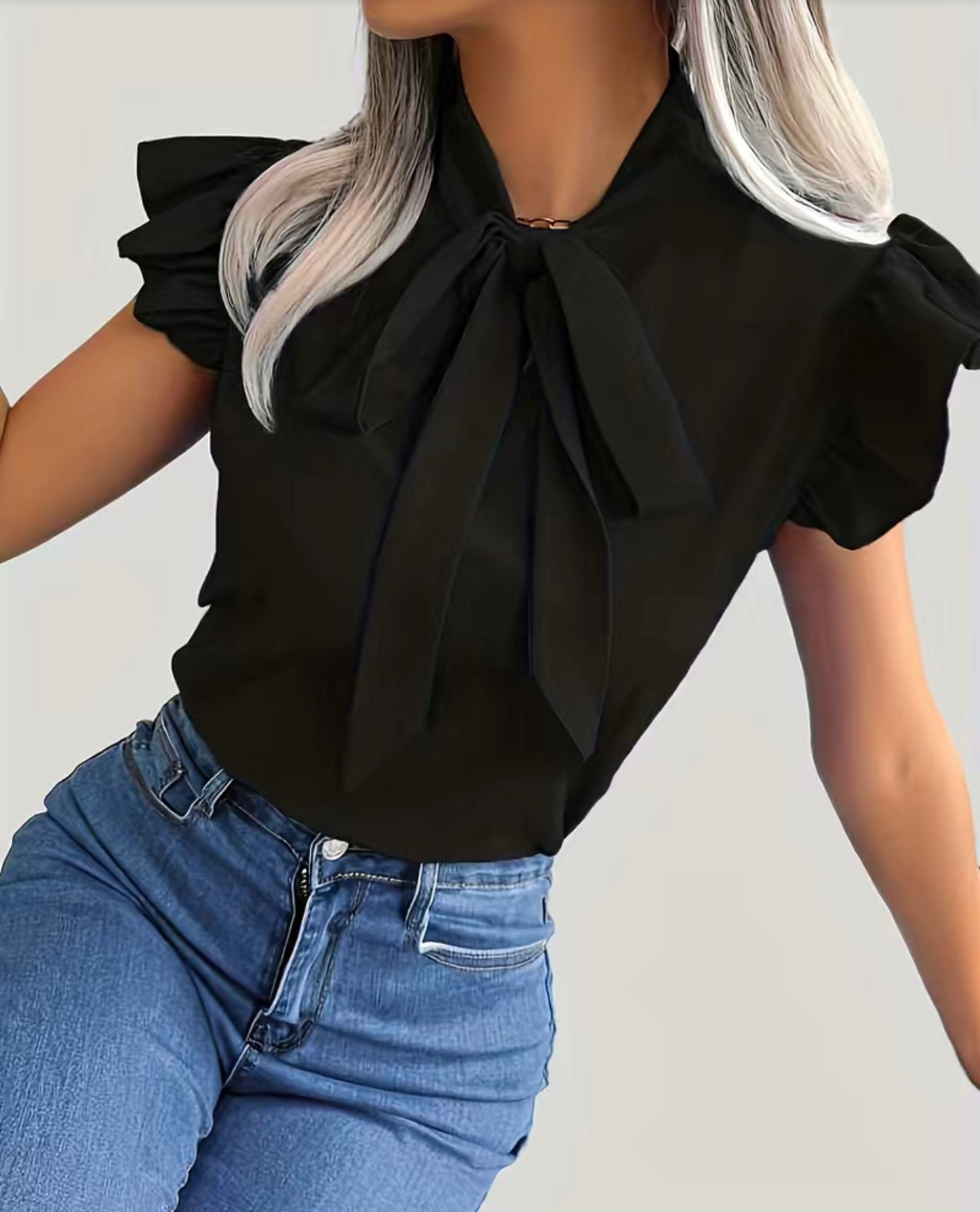 Black Jasmine Ruffled Top