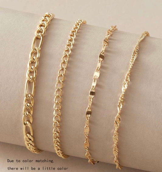 Gold Chain Anklet Set