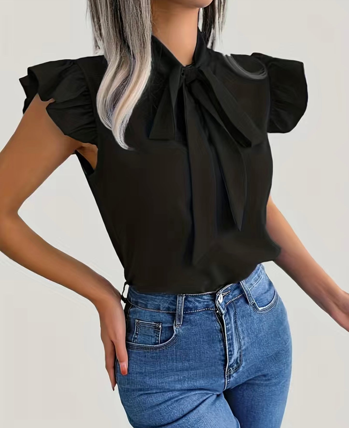 Black Jasmine Ruffled Top