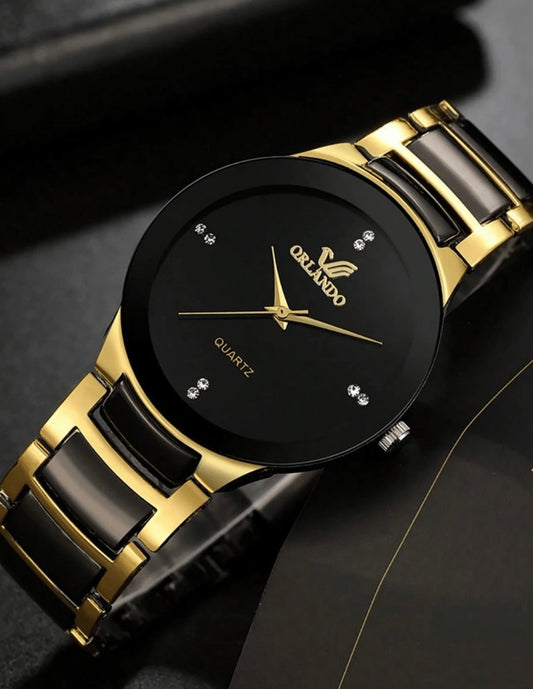 Black & Gold Men Watch