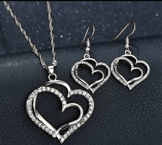 Heart Rhinestone Jewelry Set