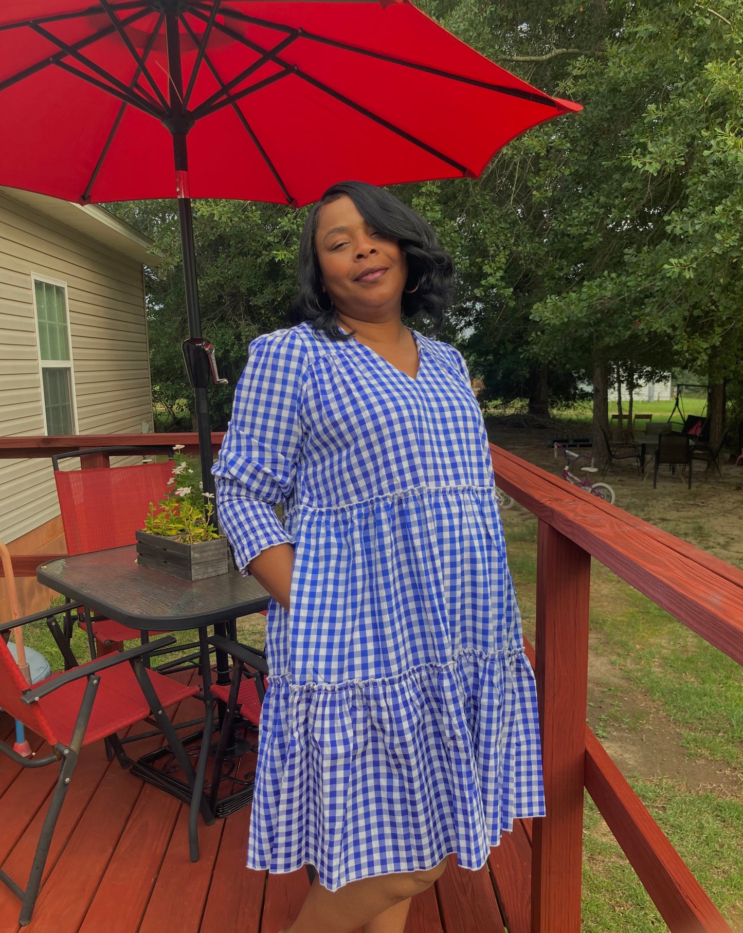 Blue And White Babydoll Dress