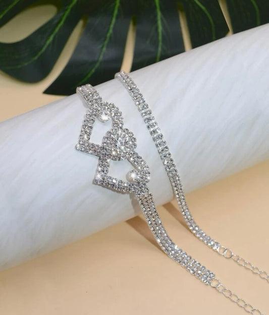 Rhienestone Diamond Heart Anklet