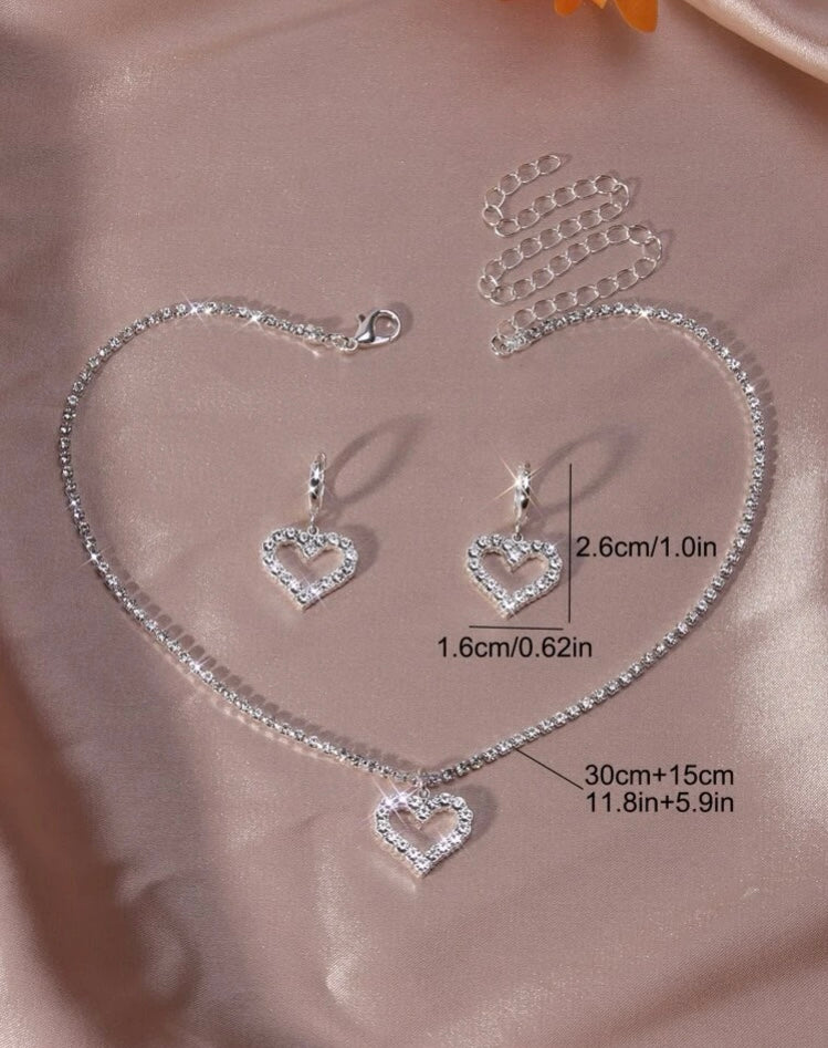 Rhinestone Diamond Heart Set