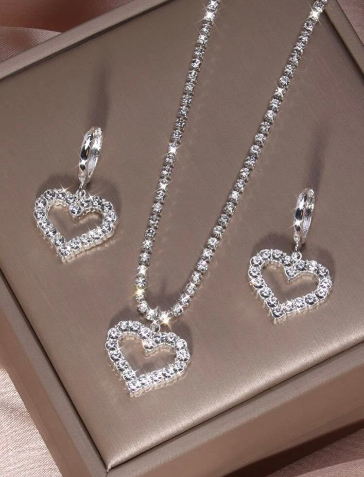 Rhinestone Diamond Heart Set