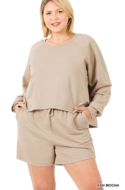 LONG SLEEVE OVERSIZED TOP & SHORTS