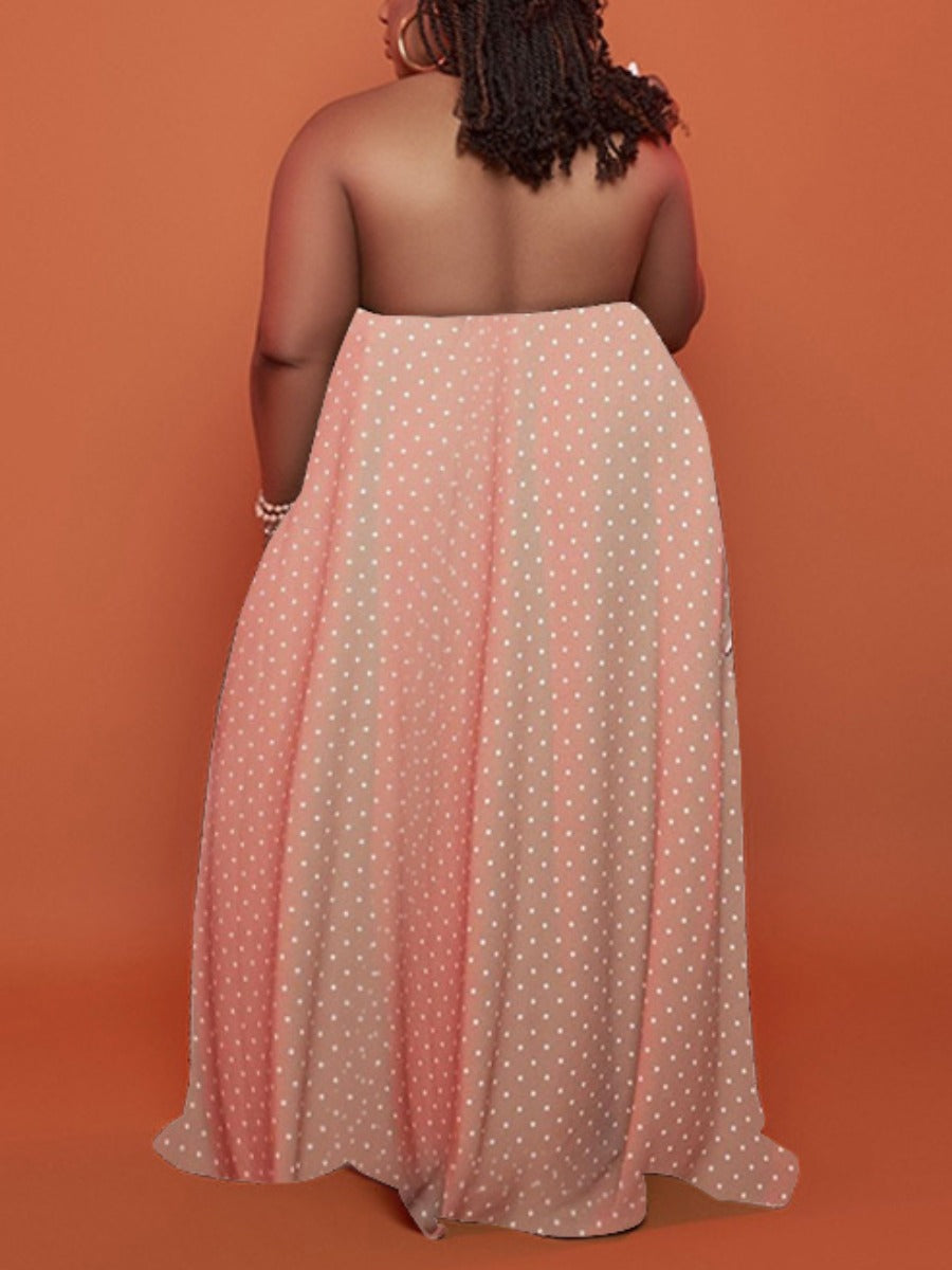 Plus Size Backless Dot Print Oversized Dress